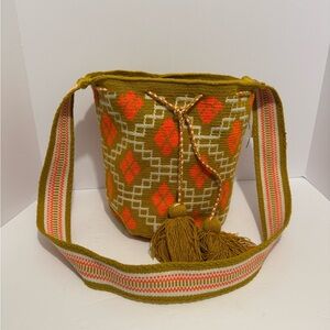 Wayuu Designer Collection Hobo Bag Wayuu Crochet, Large Drawstring Tassel Boho